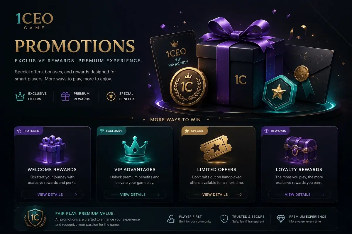 1CEO Game promotions and rewards information