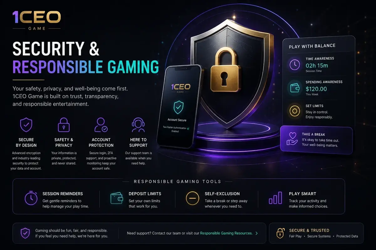 Account security and responsible gaming information